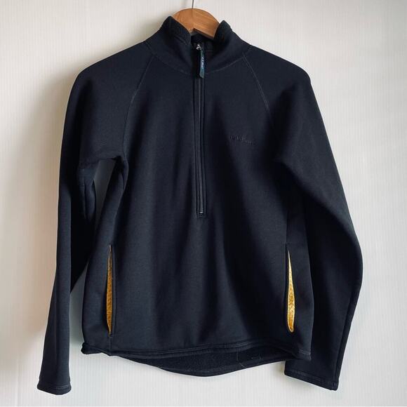 Vintage LL Bean Woman half zip pullover yellow mesh pocket lining size S black - Picture 10 of 10